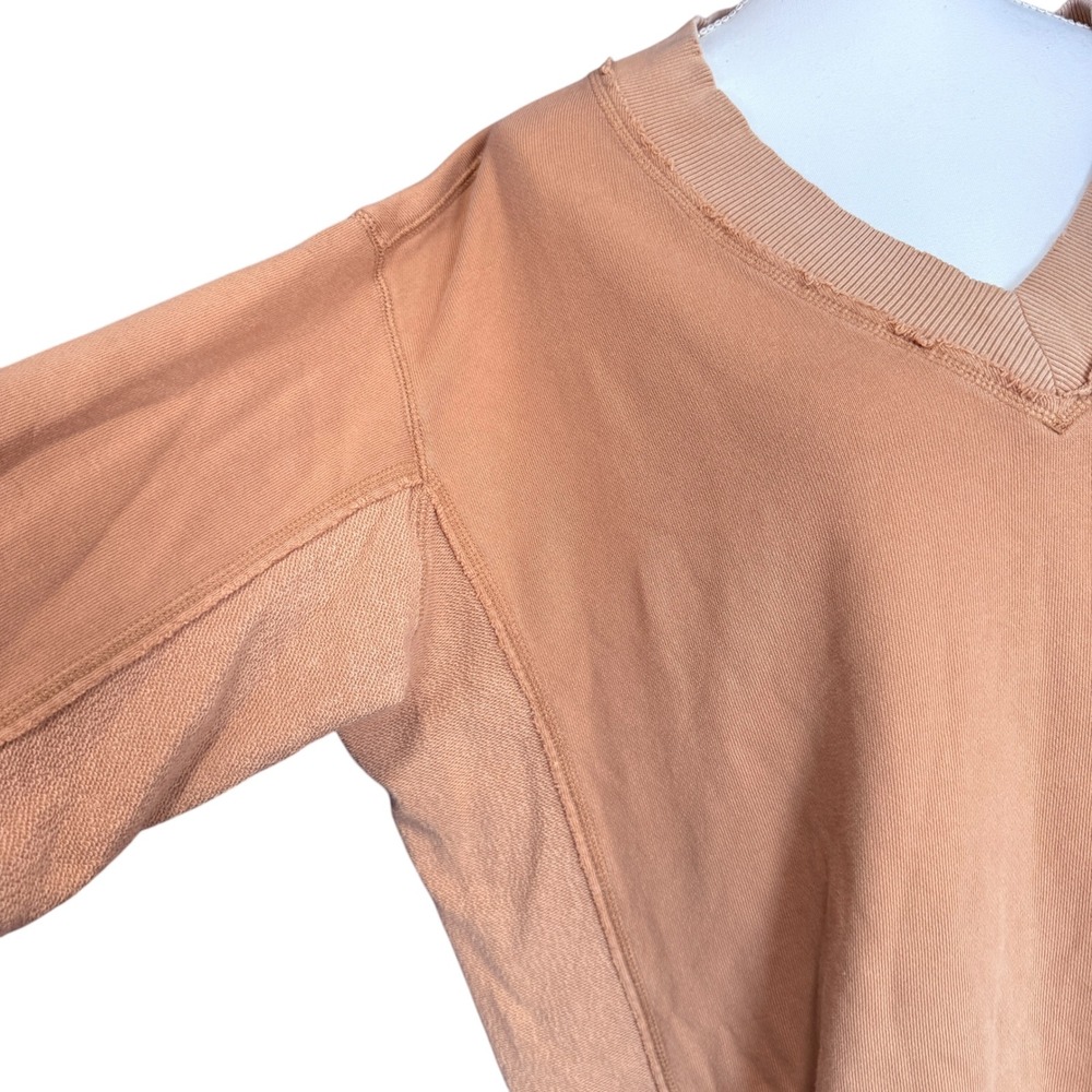 Aerie Vacay Everyday Women XS Oversized V-Neck Sweatshirt Terracotta Slouchy - Picture 3 of 10